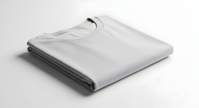 Folded White T-shirt With Clean Lines and Soft Texture on Light Background