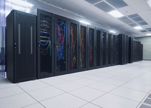 Server and Network Infrastructure Inside Modern Data Center