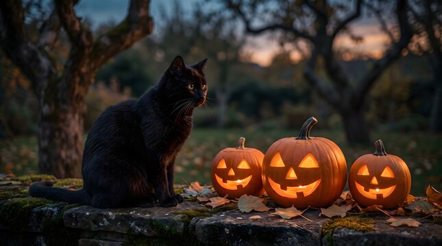 black cat on a tree