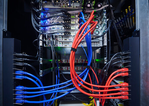 IT Network Hardware and Server Racks in Data Center