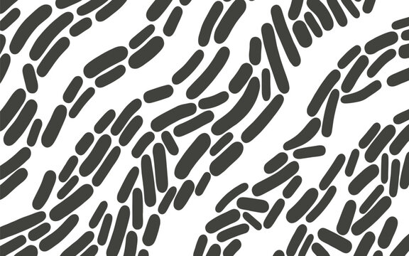 Abstract seamless pattern with flowing dark gray organic shapes on white background