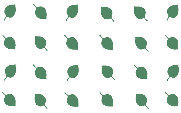Grid pattern of small green leaves on white background with leaf pattern botanical grid leaf motif