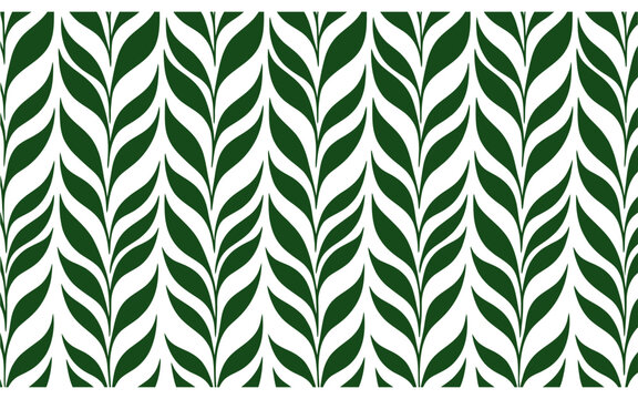 Vertical seamless pattern with dark green stylized leaf columns green leaves botanical texture