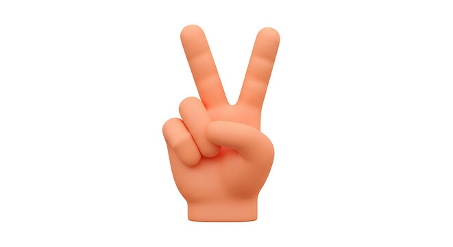 3d Cartoon Hand Gesture Showing Peace and Victory Sign Isolated on a White Background for Success and Positive Communication
