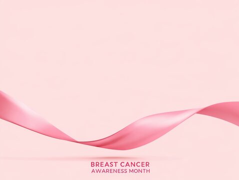 Pink ribbon wave design for breast cancer awareness month
