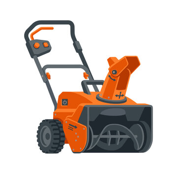 Orange snow blower machine isolated on white background