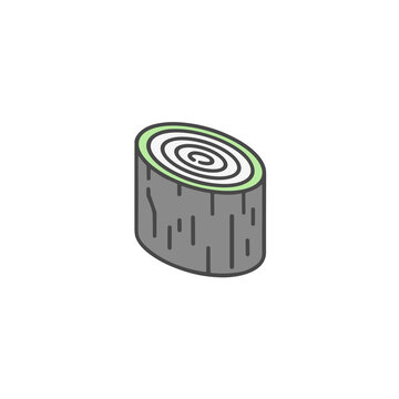 Stylized tree stump icon with growth rings