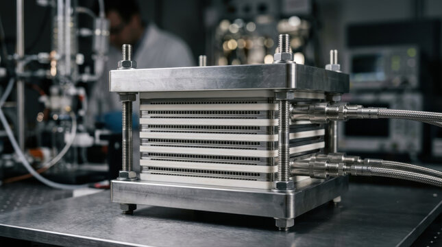 Hydrogen fuel cell stack in a modern laboratory research facility