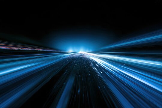 A powerful blue light streak effect on a dark background, conveying motion
