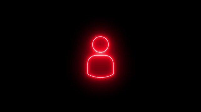 neon user profile outline icon for account login, member avatar, and futuristic interface