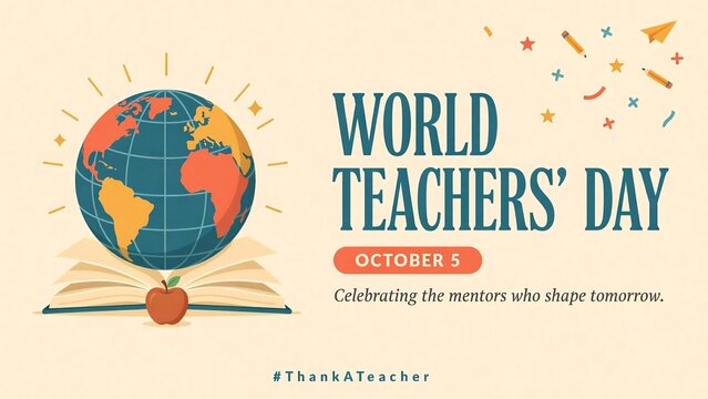 World teachers day colorful illustration with globe
