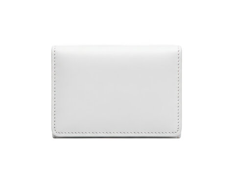 Clean white leather wallet for men isolated on transparent background