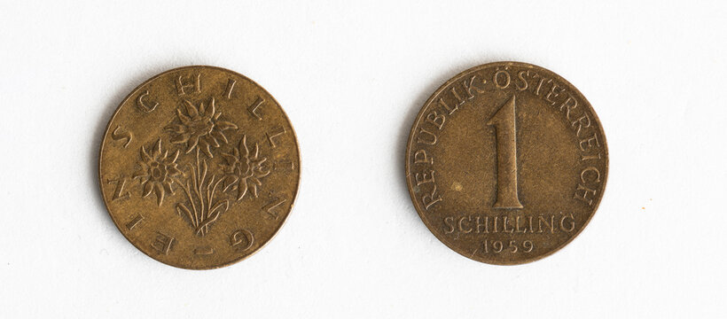 Vintage Austrian 1 Schilling Coin from 1959 Featuring Alpine Edelweiss Flowers