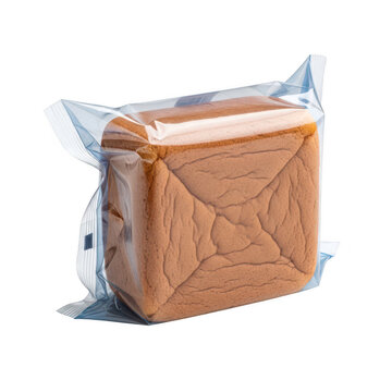 Baked bread loaf wrapped plastic packaging