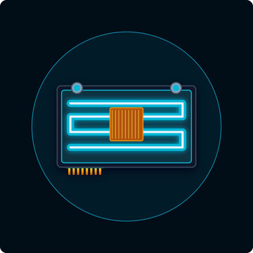 Electronic circuit board module icon for computing hardware