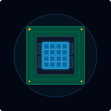 Central processing unit chip icon for motherboard hardware with hardware