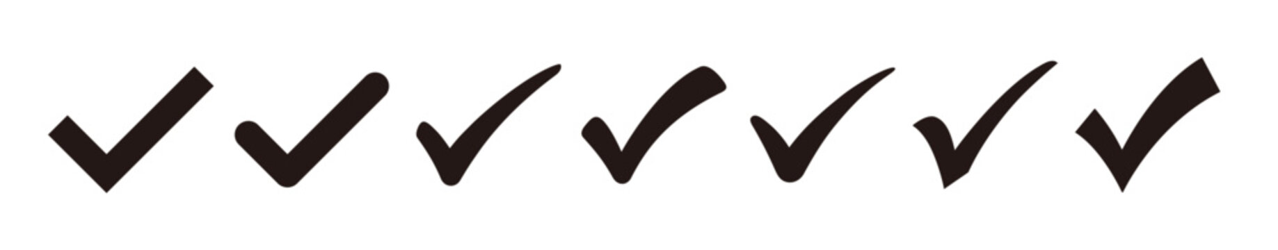 Black check mark icon set &ndash; simple tick symbols in different styles