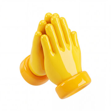 3D Yellow Praying Hands Together Support Gratitude Emoji Icon
