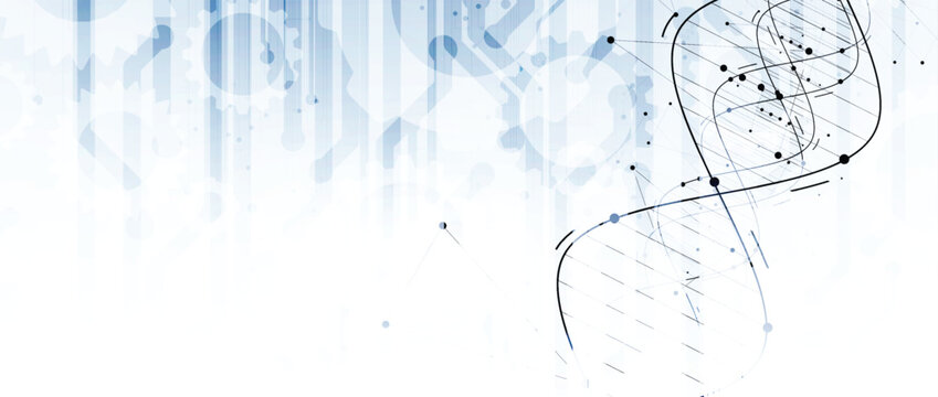 Futuristic genetic research, DNA technology, connected neural web
