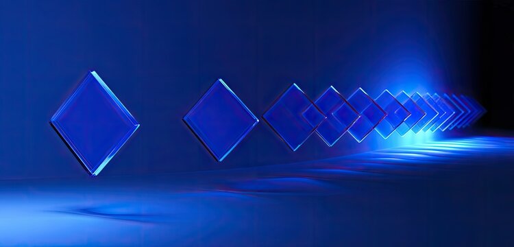 Blue diamonds in a line fading into light