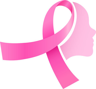 Woman face design with pink ribbon. Breast Cancer Awareness Month Campaign. Icon design for poster, banner.
