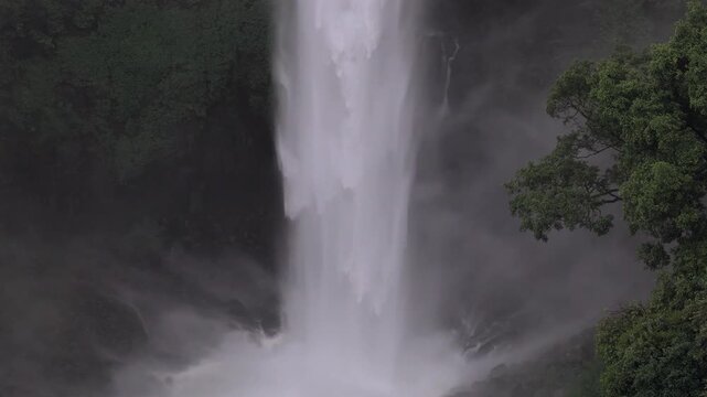Aerial View of Barki Waterfall Amid Lush Green Forest Kolhapur Maharashtra