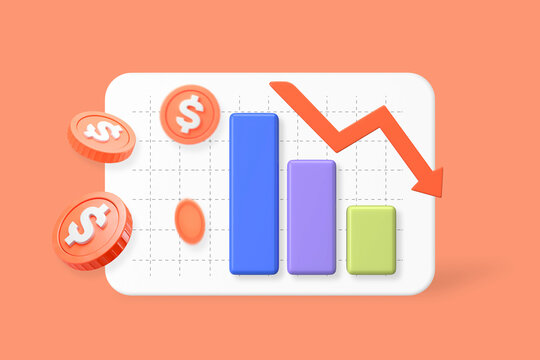 Business crash 3D, orange background design