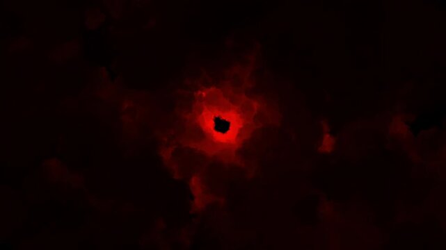 Abstract dark red glowing smoke tunnel animation for sci-fi and horror background design projects
