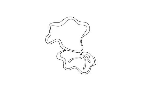 Minimalist wood ear mushroom continuous line drawing animation gradually forming on a clean white background. A single unbroken black line creates a cluster of distinctive wood ear mushrooms