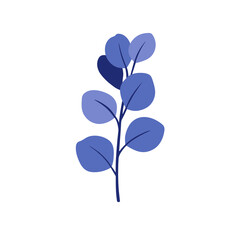 Obraz premium Stylized blue branch with oval leaves