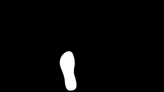 Solid white footprint sole silhouette icon for footwear design, shoe size template, walking track, and step counter