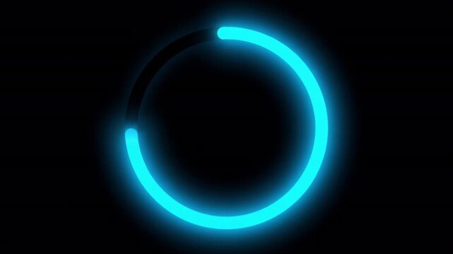 黒背景に青く発光するローディングリングが回転するUI用モーショングラフィックス背景