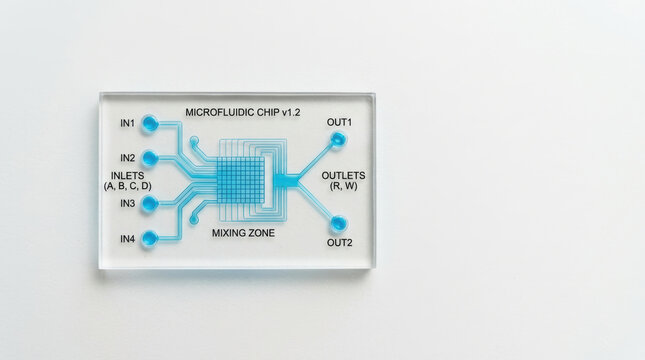 Microfluidic chip for osteoporosis research with blue channel network and mixing zone supporting laboratory analysis