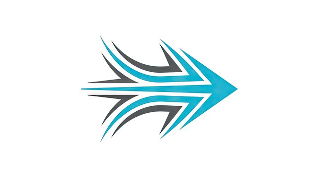 Dynamic blue arrow logo with speed and motion lines.