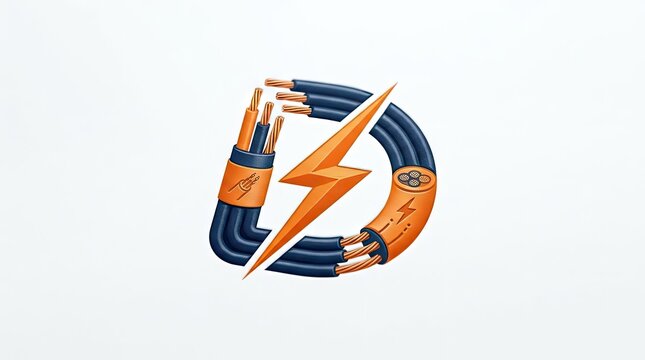 Electrical power cable logo with lightning bolt symbol.