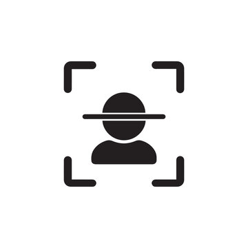 Facial recognition scan frame with user detection icon
Solid black glyph icon of face scanning frame with horizontal line scanning person for facial recognition