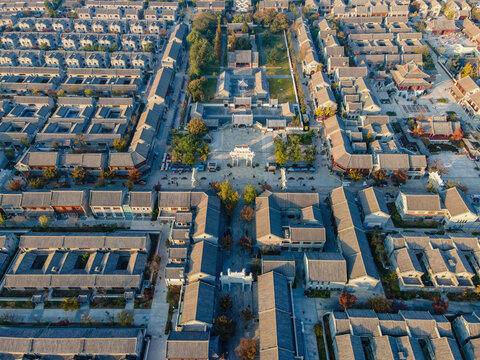 Aerial View of Traditional Chinese Ancient Town Architecture