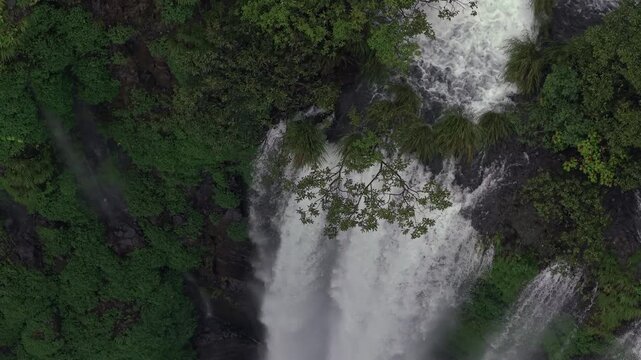 Aerial View of Barki Waterfall Amid Lush Green Forest Kolhapur Maharashtra