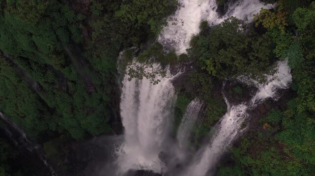 Aerial View of Barki Waterfall Amid Lush Green Forest Kolhapur Maharashtra