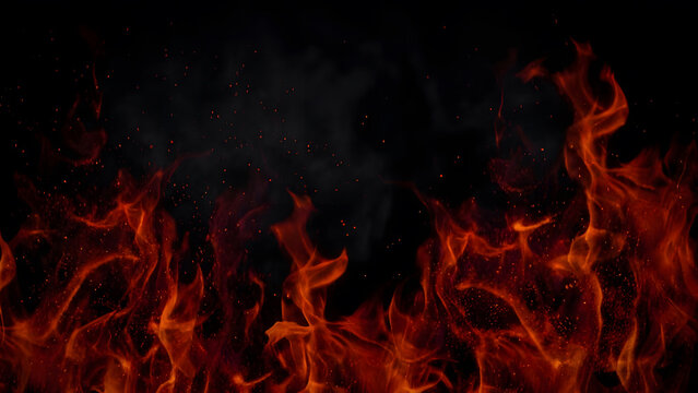 Intense Dark Red Fire and Ember Sparks Background