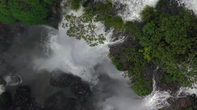 Aerial View of Barki Waterfall Amid Lush Green Forest Kolhapur Maharashtra