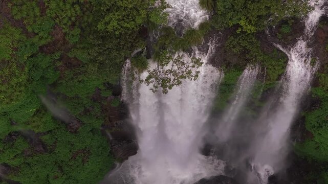Aerial View of Barki Waterfall Amid Lush Green Forest Kolhapur Maharashtra