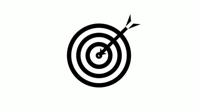 Target arrow icon impact motion with bullseye and dart hitting the center, representing strategy, success, and goal achievement in business and marketing