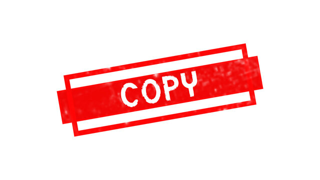 Red rectangular stamp with the word copy written in white capital letters on a solid black background, representing a document status isolated on a transparent background