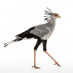 Obraz premium Secretarybird Walking Isolated on White Background