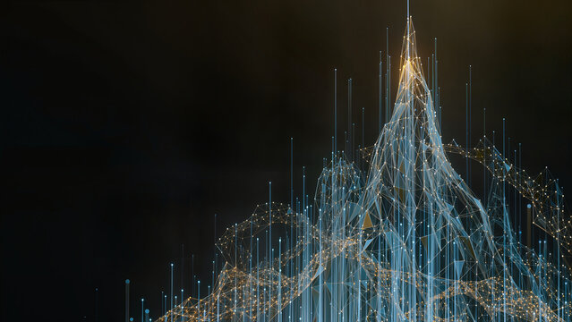 Conceptual future finance background, luminous financial data streams rising through elegant geometric structures, abstract upward growth patterns integrated with digital networks, 