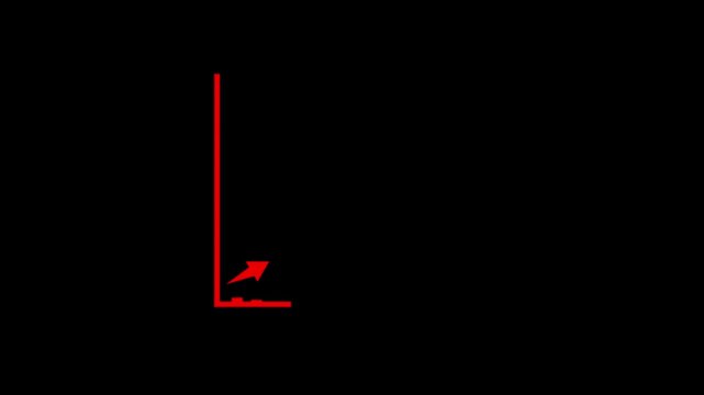 Red indicator displays a sharp upward trend on a minimalist coordinate system to represent rapid stock market surges and essential financial forecasting updates for high stakes corporate decision.