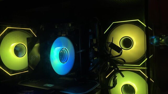 multiple cooling fans installed inside custom gaming computer case