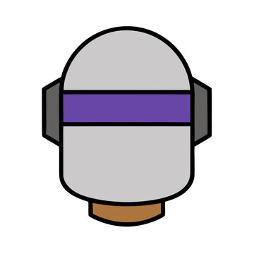 Flat helmet icon with purple stripe