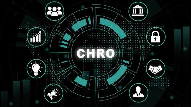 Dynamic chro chief human resources officer concept animation featuring corporate digital networking leadership strategy, executive management solutions, and modern business growth